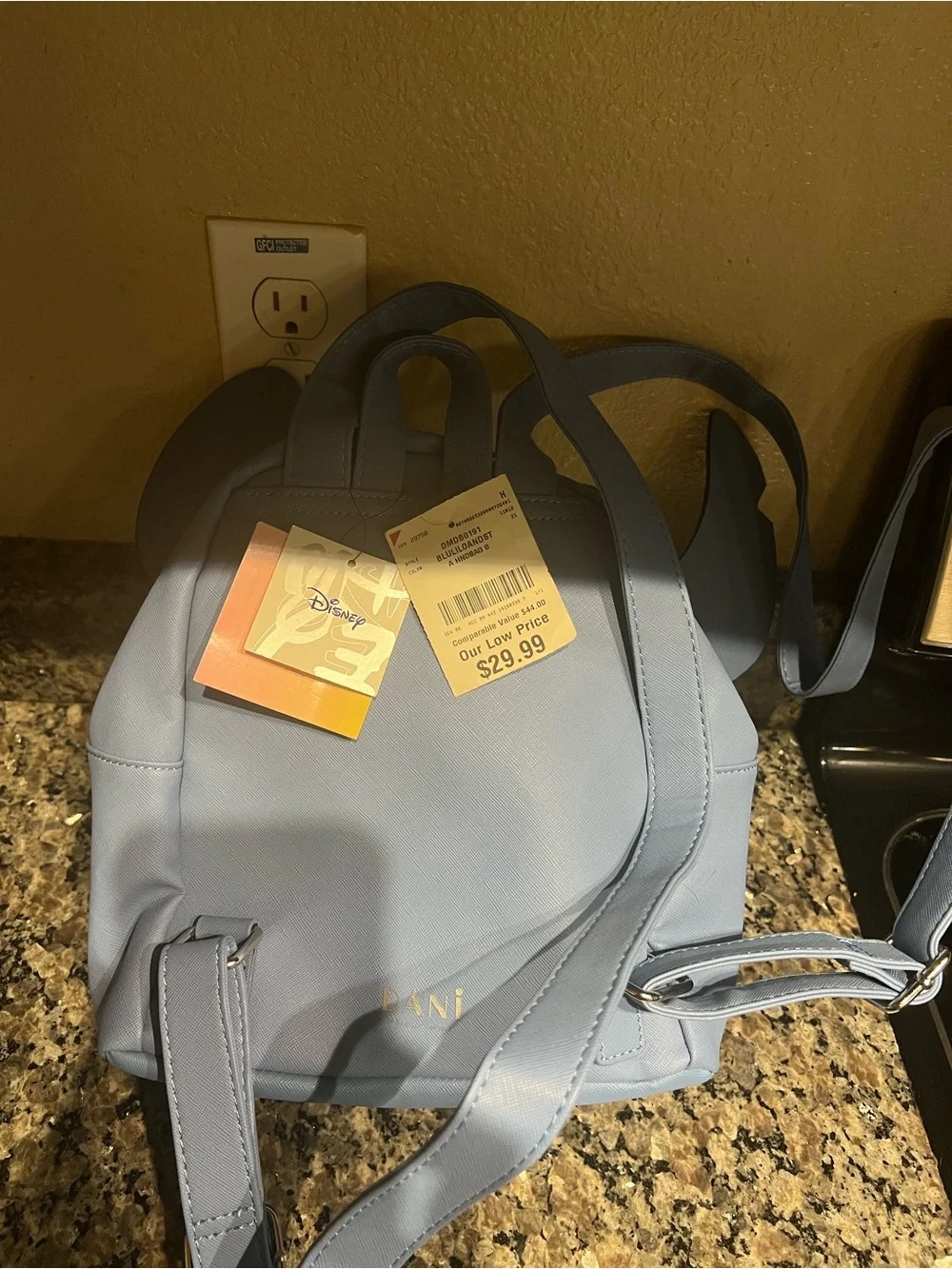 Disney Blue Stitch Mini Backpack with Floral Front Pocket